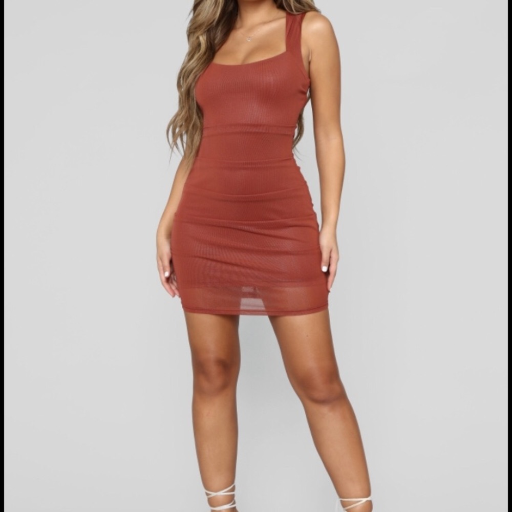 Fashion Nova Rust Colored Mini Dress